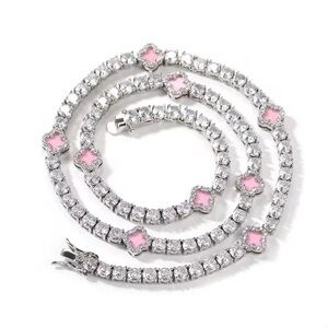 Pink Crystals Diamond and Clovers Necklace